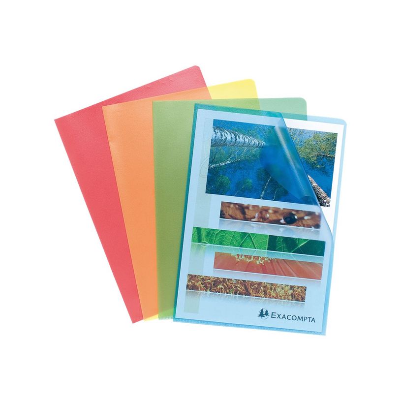 3130631561193-Exacompta - 10 Pochettes coin - A4 - 12/100 - couleurs transparentes assorties-P_300038683_1-0
