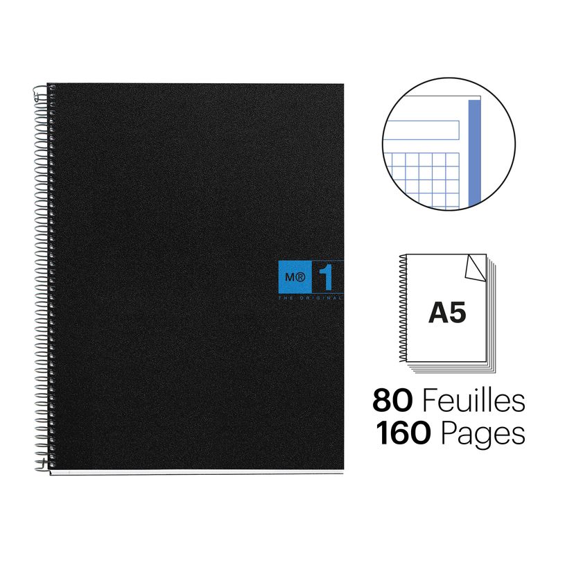 8422593026519-THE ORIGINAL NOTEBOOK, couverture souple, A5, quadrillage 5x5 mm, 80 feuilles de 1 couleur, Miquelrius,--1