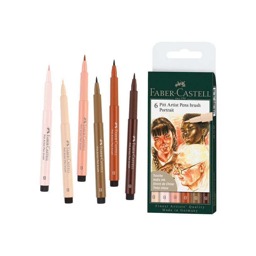 4005401671671-Faber-Castell PITT artist - lot de 6 feutres pointe pinceau - encre de chine - assortiment-P_300049033_1-0