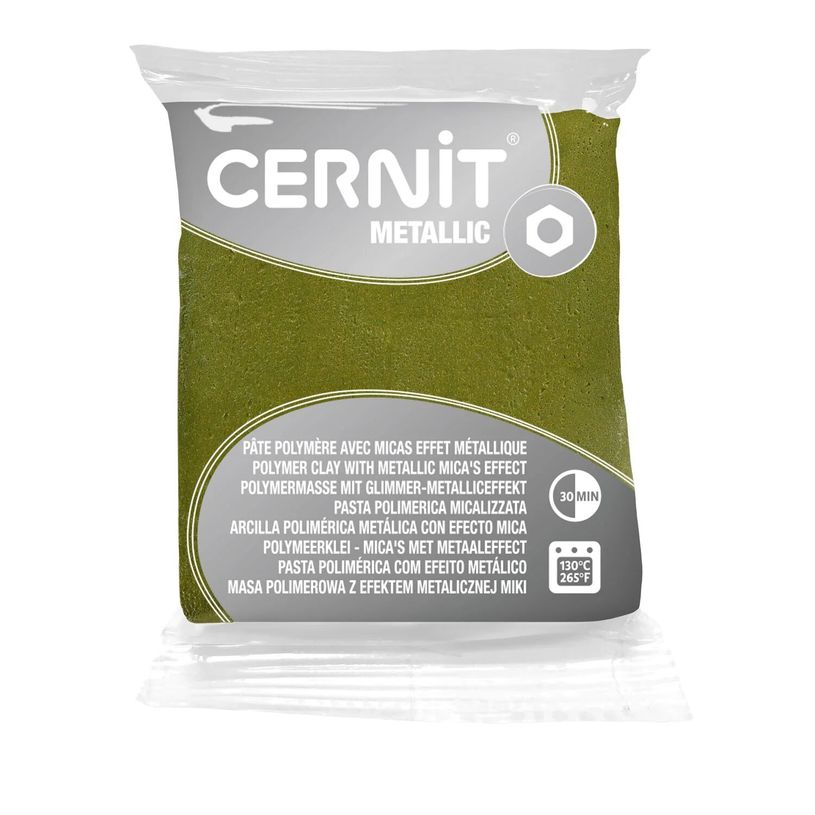 5411711455792-Cernit Metallic - Pâte à modeler - 56 g - or vert - argile polymère--0
