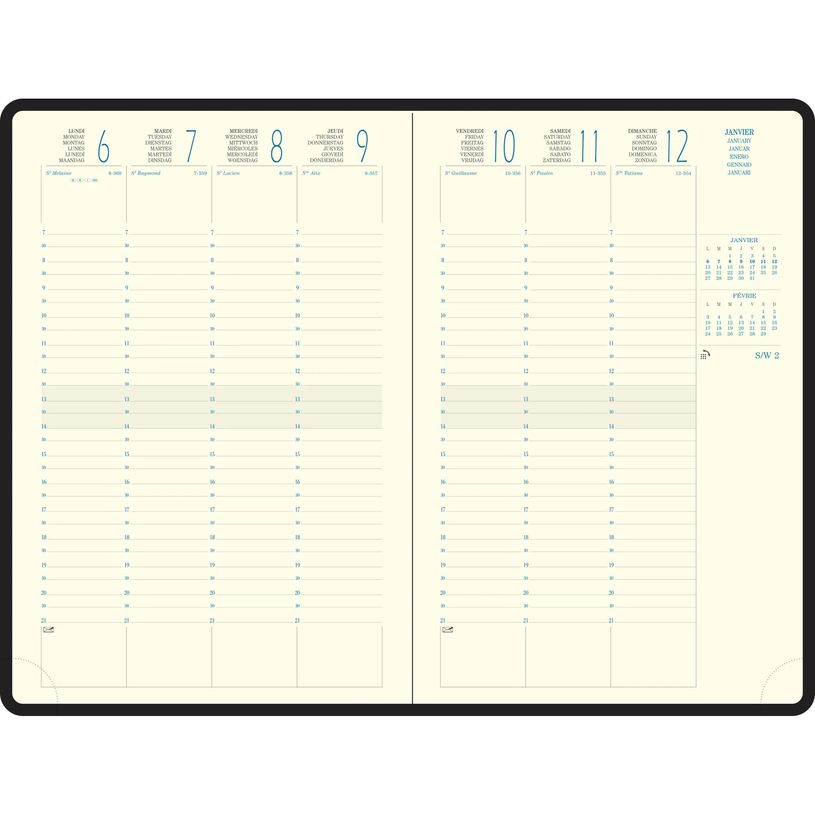 3660942069496-Agenda Amélie Eurotime 24 - 1 semaine sur 2 pages - 16 x 24 cm - disponible dans différentes couleurs--3