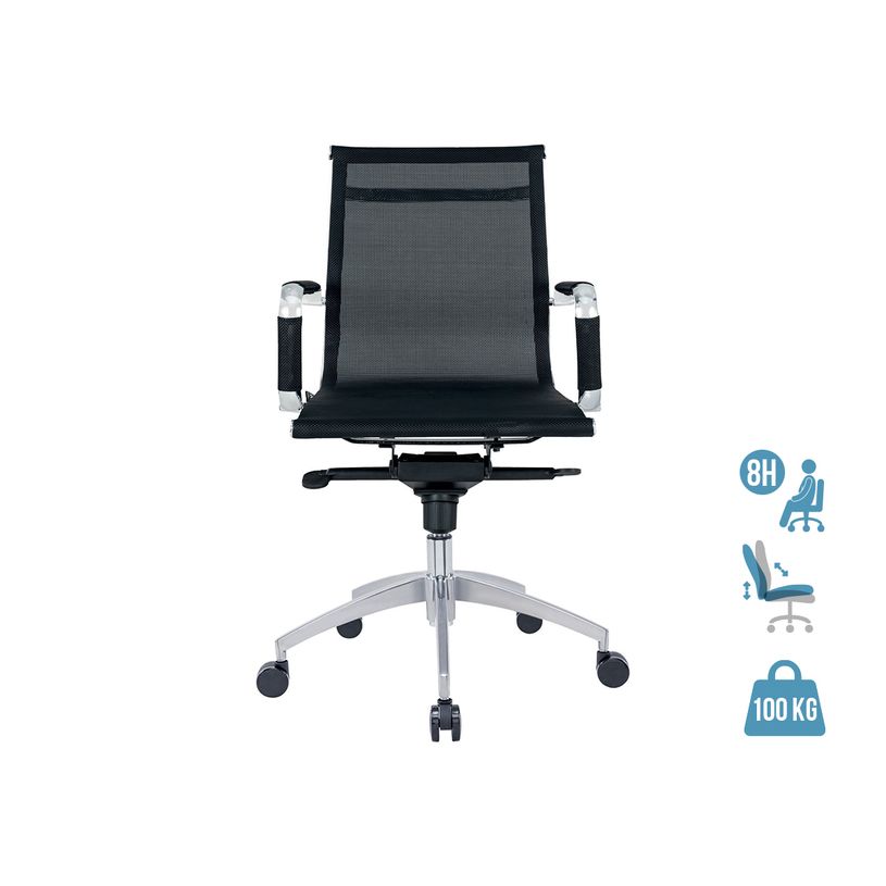 3700339883776-Fauteuil de bureau DANNY - accoudoirs fixes - dossier bas - noir-P_400000335_1-0