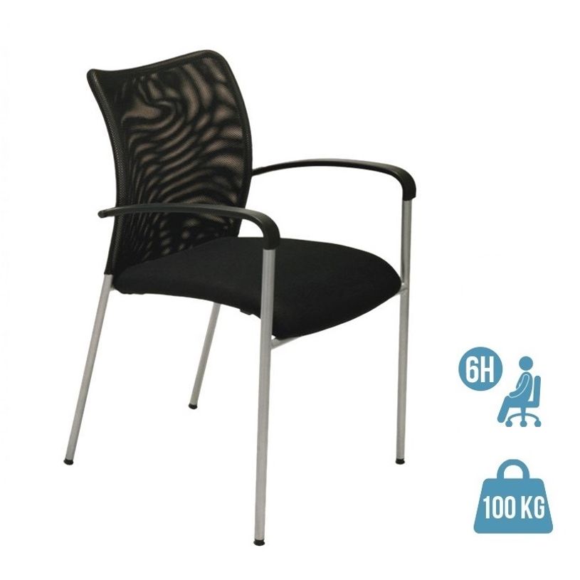 3700339877874-Chaise JULIA - avec accoudoirs - assise et dossier noir-P_400000338_1-0