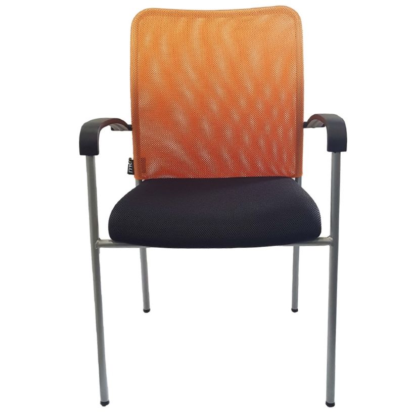 3700339883639-Chaise JULIA - avec accoudoirs - assise noire et dossier orange-P_400000340_2-1