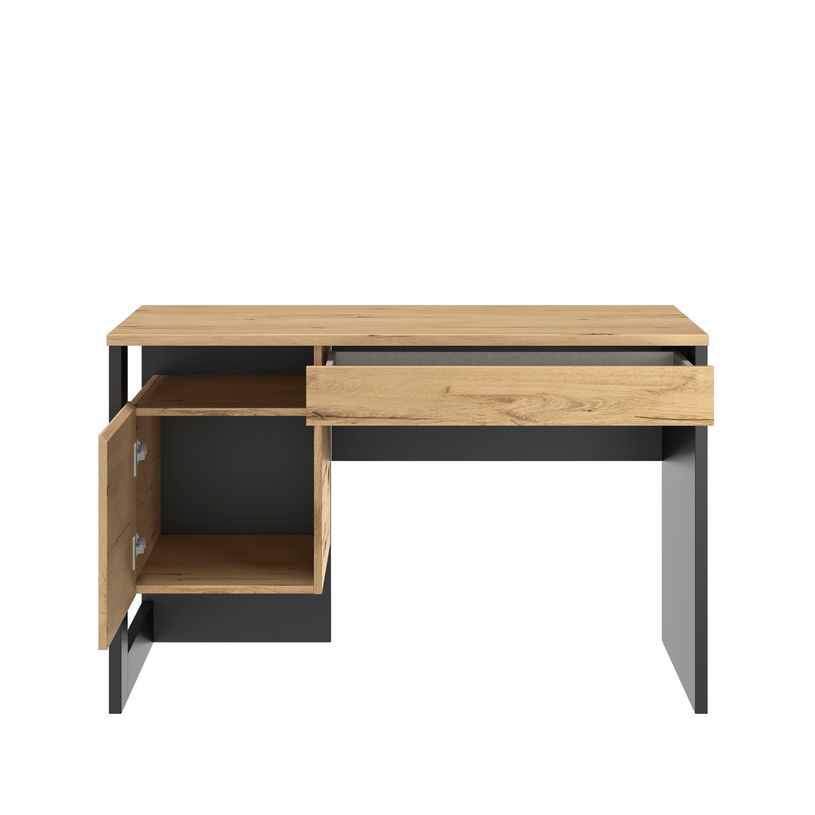 3483600814449-Bureau droit RUSSEL - 119 cm - 1 porte - Chêne helvezia et uni noir-P_400000363_10-6