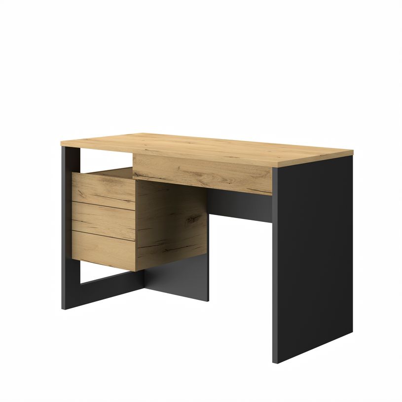 3483600814449-Bureau droit RUSSEL - 119 cm - 1 porte - Chêne helvezia et uni noir-P_400000363_7-3