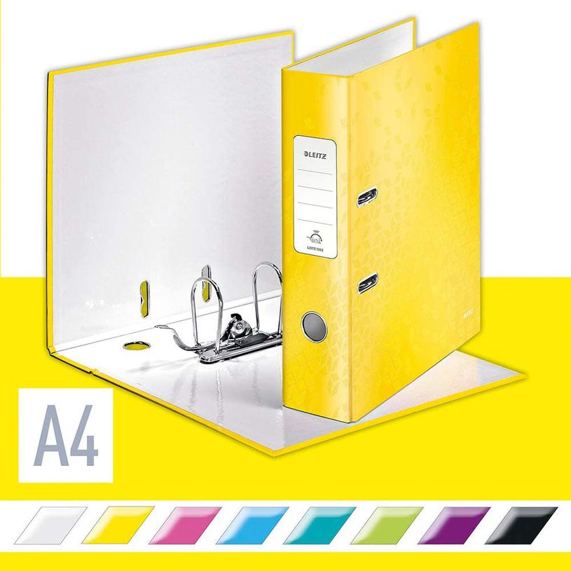 4002432120406-Leitz WOW - Classeur à levier 180° - Dos 80 mm - A4 - pour 600 feuilles - Carton pellicu-P_400000818_7-0