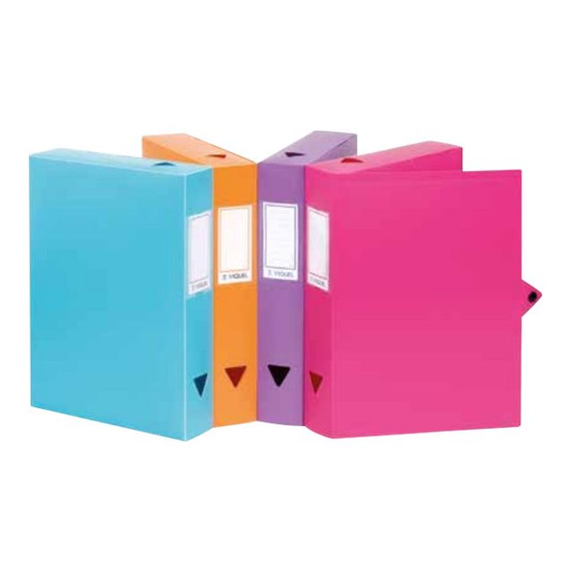 3135251144269-Viquel - Boîte de classement plastique - dos 100 mm - rose fuchsia-P_400001604_1-0