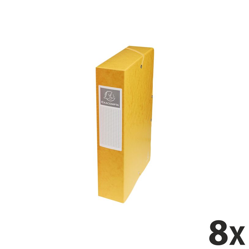 3130632506094-Exacompta Exabox - 8 Boîtes de classement en carte lustrée - dos 60 mm - jaune-P_400001843_1-0