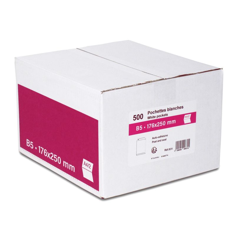 3250650008315-GPV - 500 Pochettes Enveloppes B5 176 x 250 mm - 90 gr - sans fenêtre - blanc - bande adh-P_400004372_1-0