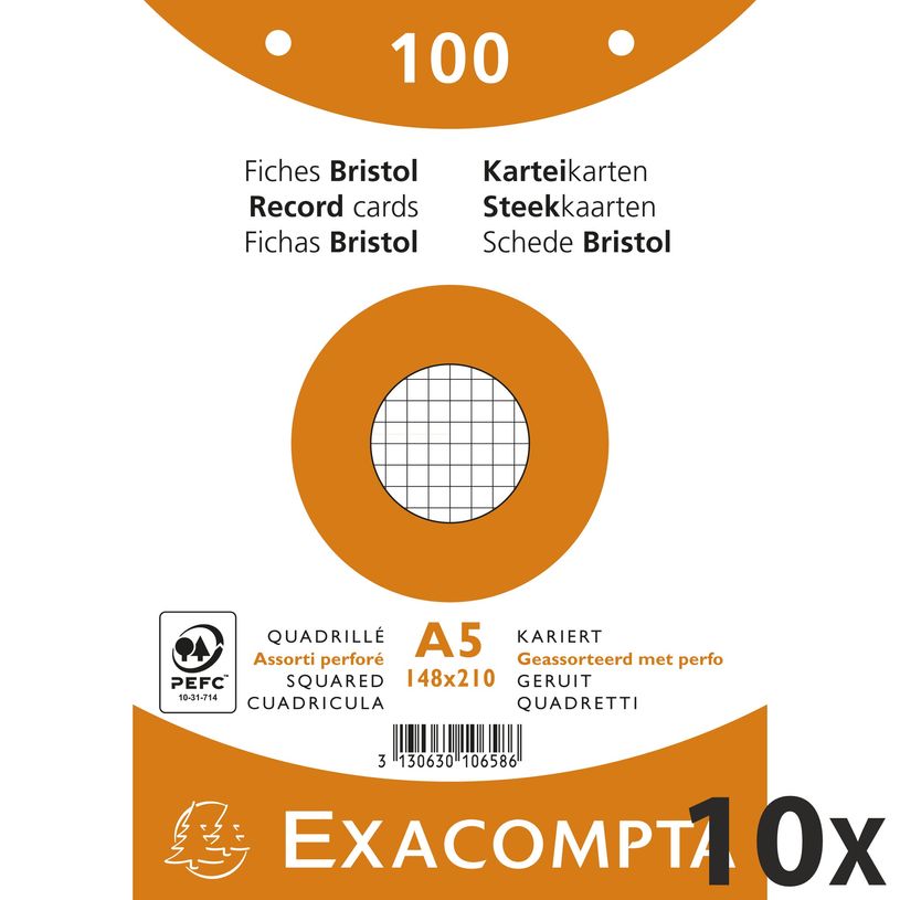 3130631106585-Exacompta - 10 Packs de 100 Fiches Bristol - A5 - petits carreaux - perforées - couleurs -P_400005592_1-0