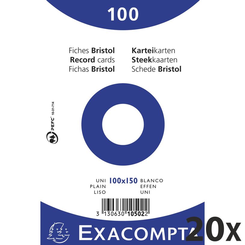 3130631105021-Exacompta - 20 Packs de 100 Fiches Bristol - 10 x 15 cm - unies - non perforées - blanc-P_400005602_1-0