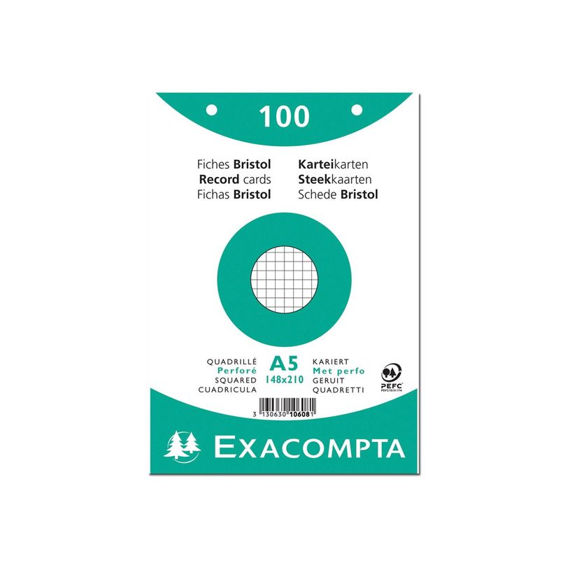 3130631106080-Exacompta - 10 Packs de 100 Fiches Bristol - A5 - petits carreaux - perforées - blanc-P_400005612_1-2