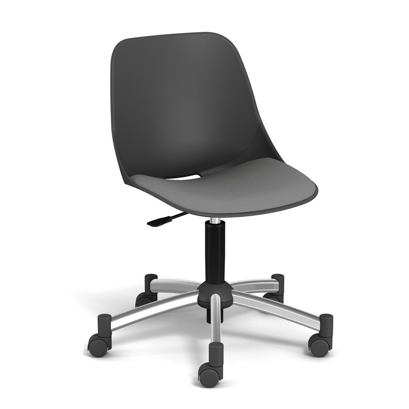 3660916001040-Chaise PALM - coque noire - assise gris clair - base chromé-P_400005756_1-0