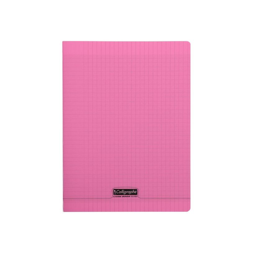 3210330181813-Calligraphe 8000 - Cahier polypro 24 x 32 cm - 96 pages - grands carreaux (Seyes) - rose-P_400008793_1-0