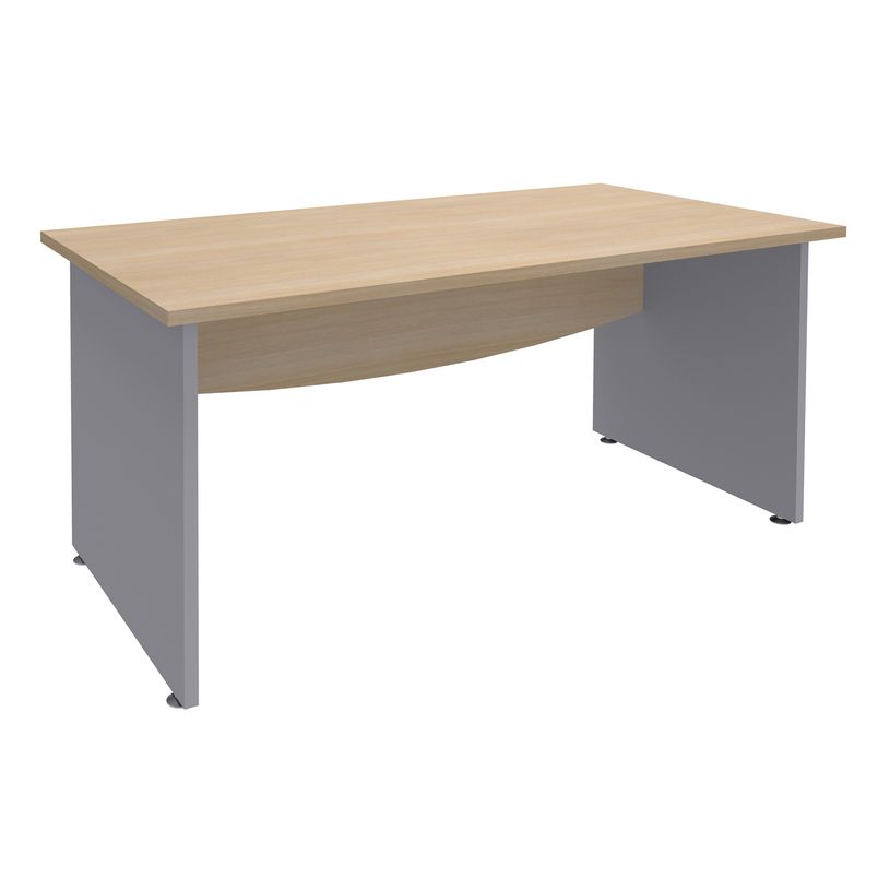 3253310174955-Bureau droit DUAL - L140 - Pieds Alu - plateau imitation Chêne clair-P_400008987_1-0