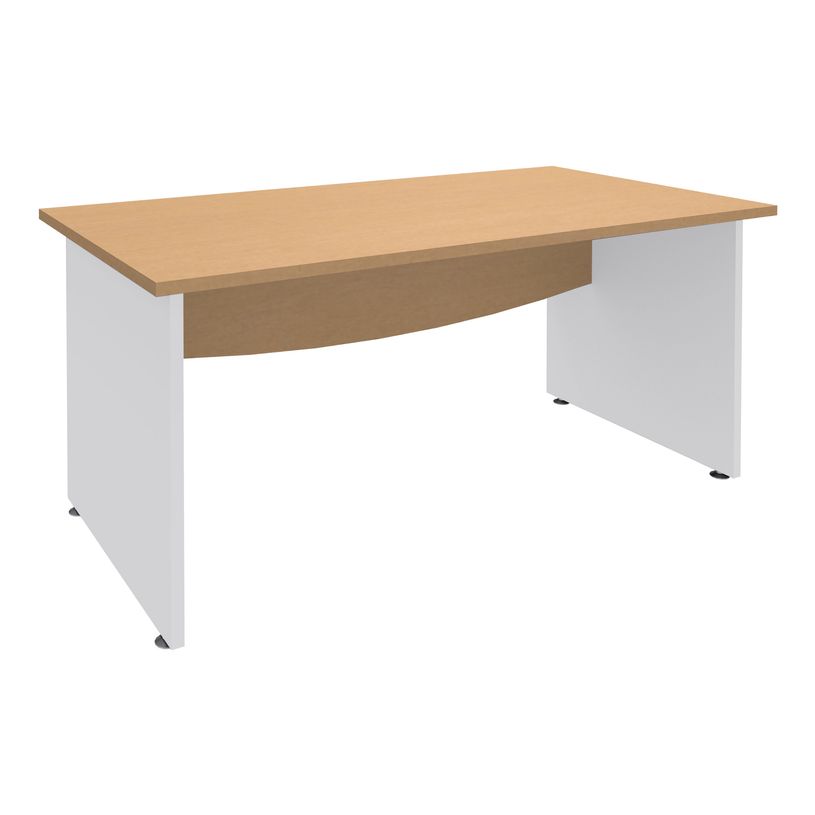 3253310174979-Bureau droit DUAL - L140 - Pieds blanc - plateau imitation Hêtre-P_400008992_1-0