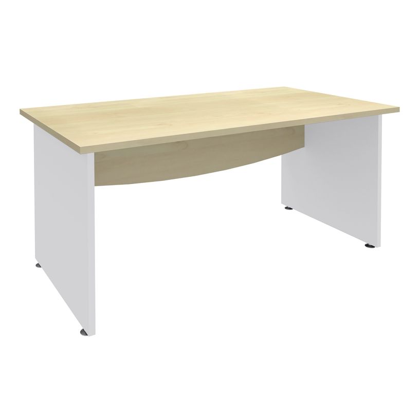 3253310175228-Bureau droit DUAL - L180 - Pieds blanc - plateau imitation Erable-P_400009037_1-0