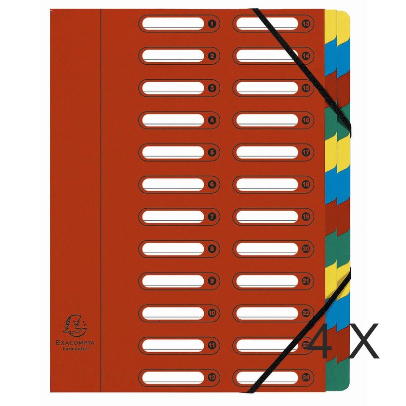 3130632552459-Exacompta Harmonika - 4 Trieurs à fenêtres 24 positions - rouge-P_400010685_1-0