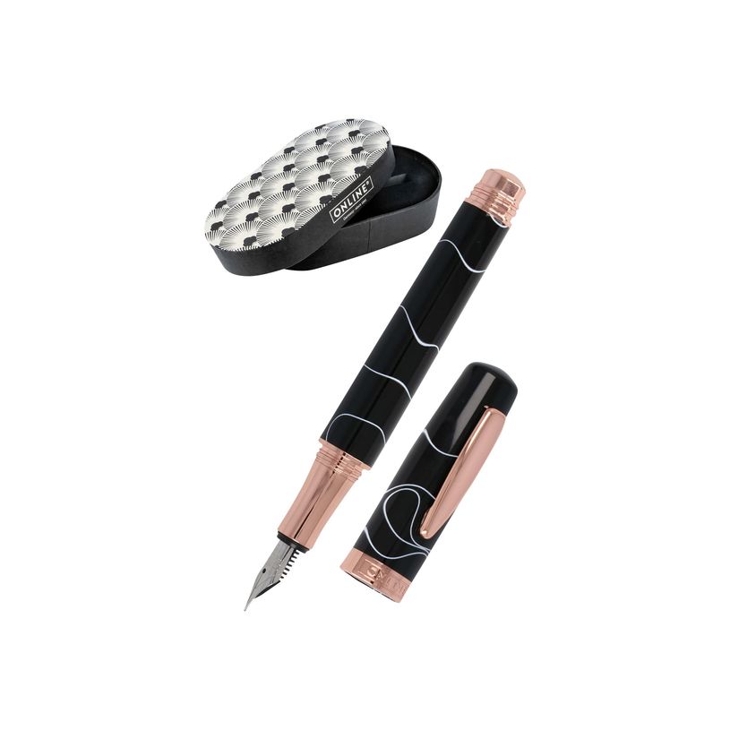 4014421440334-Online Bohemian Art - Stylo plume - noir/rose - pointe moyenne-P_400011467_1-0