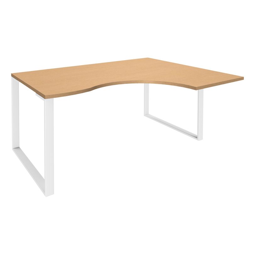 0404000123415-Bureau compact LOFTER - L180 cm - Retour à droite - Plateau imitation Hêtre - pied Blanc - (pied de renfort obligat-P_400012341_1-0