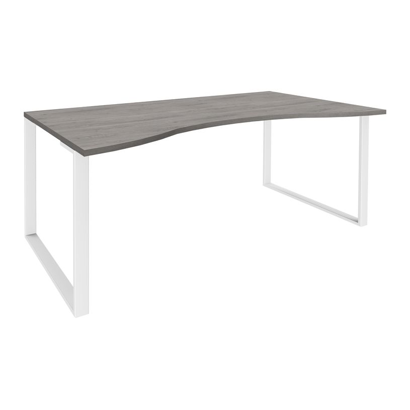 0404000123958-Bureau vague symétrique LOFTER - L180 cm - Plateau imitation chêne gris - pied Blanc-P_400012395_1-0