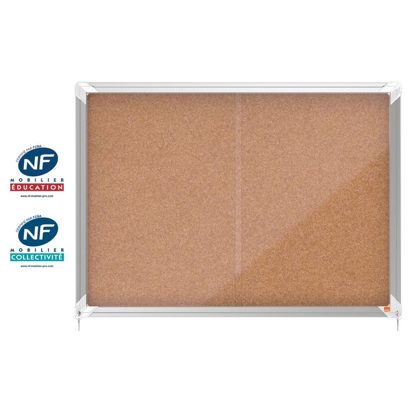 5028252611534-Nobo - Vitrine d'affichage - 8 feuilles A4 - surface liege - porte coulissante - 92,2 x 66,5 x 6,3 cm--0
