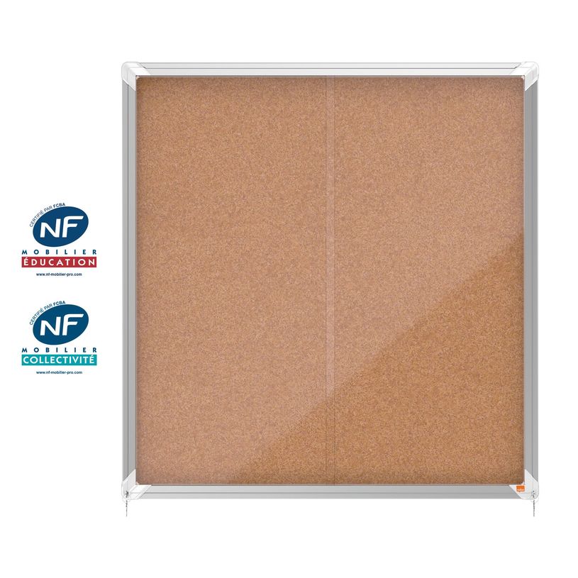 5028252063739-Nobo - Vitrine d'affichage - 12 feuilles A4 - surface liege - porte coulissante - 92,2 x 96,7 x 6,3 cm--0