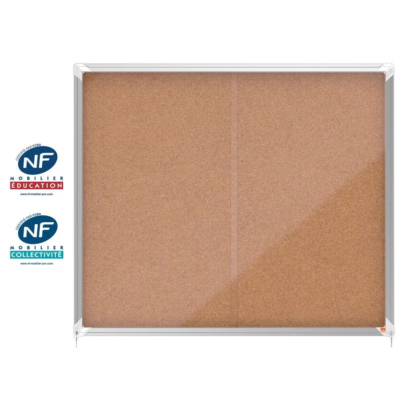 5028252611541-Nobo - Vitrine d'affichage - 15 feuilles A4 - surface liege - porte coulissante - 113,7 x 96,7 x 6,3 cm--0