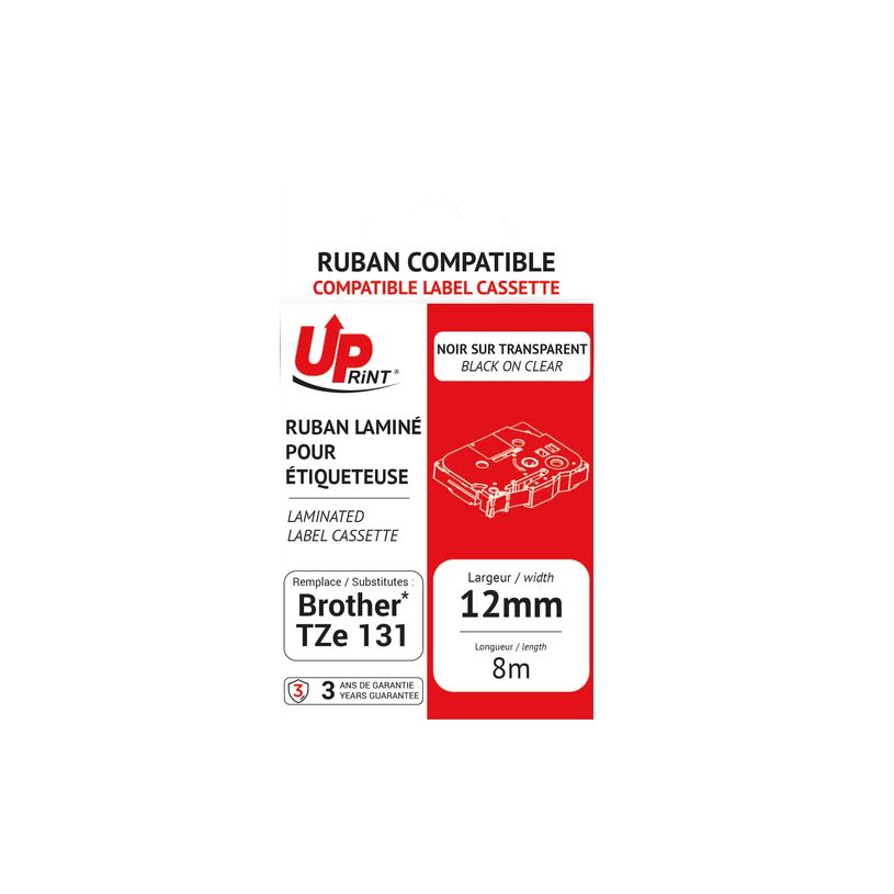 3584770437206-UPrint - Ruban d'étiquettes auto-adhésives pour Brother TZe131 - 1 rouleau (12 mm x 8 m) - fo-P_400013500_2-0