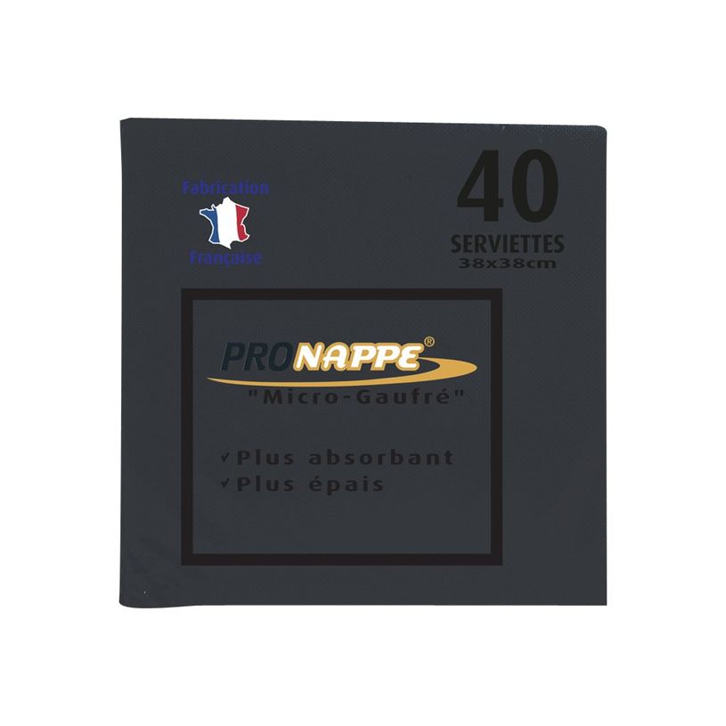 3281518638214-Pronappe - Serviette - Taille 38 x 38 cm - jetable - noir (pack de 40)-P_400014448_1-0