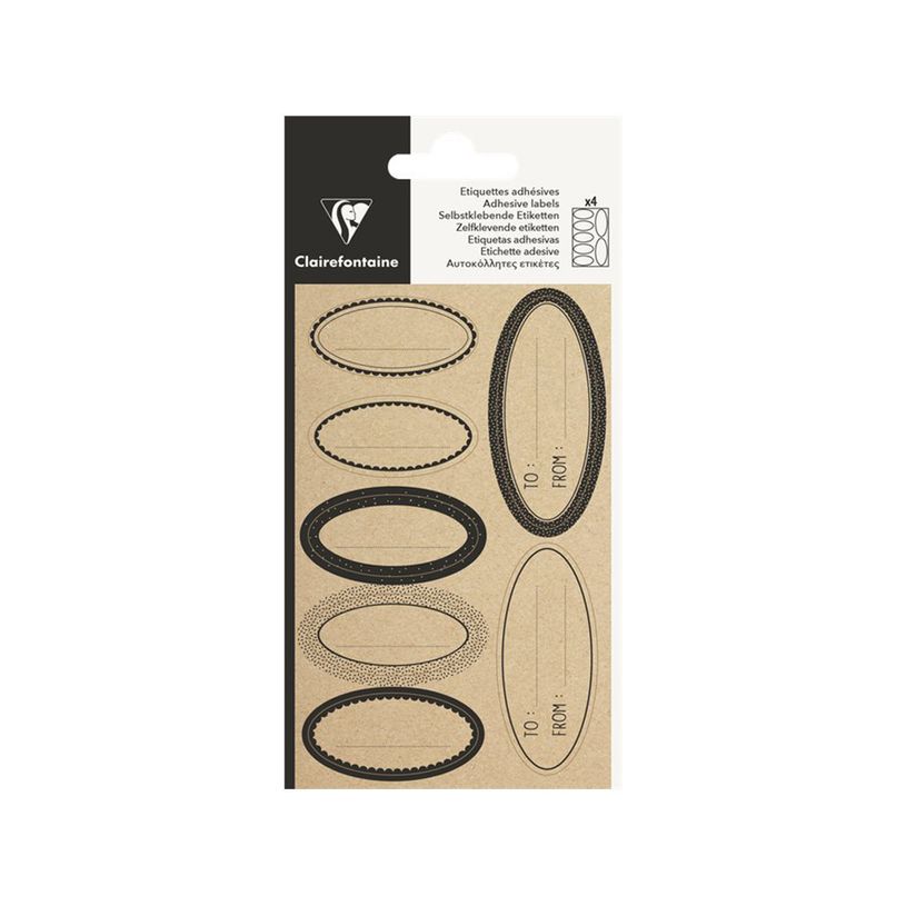 3329686170676-Clairefontaine - 28 Étiquettes adhésives ovales kraft noir - 8 x 16 cm-P_405110206_2-0