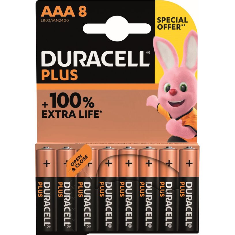5000394141384-DURACELL 100 % Plus offre spéciale - 8 piles alcalines - AAA LR03--0