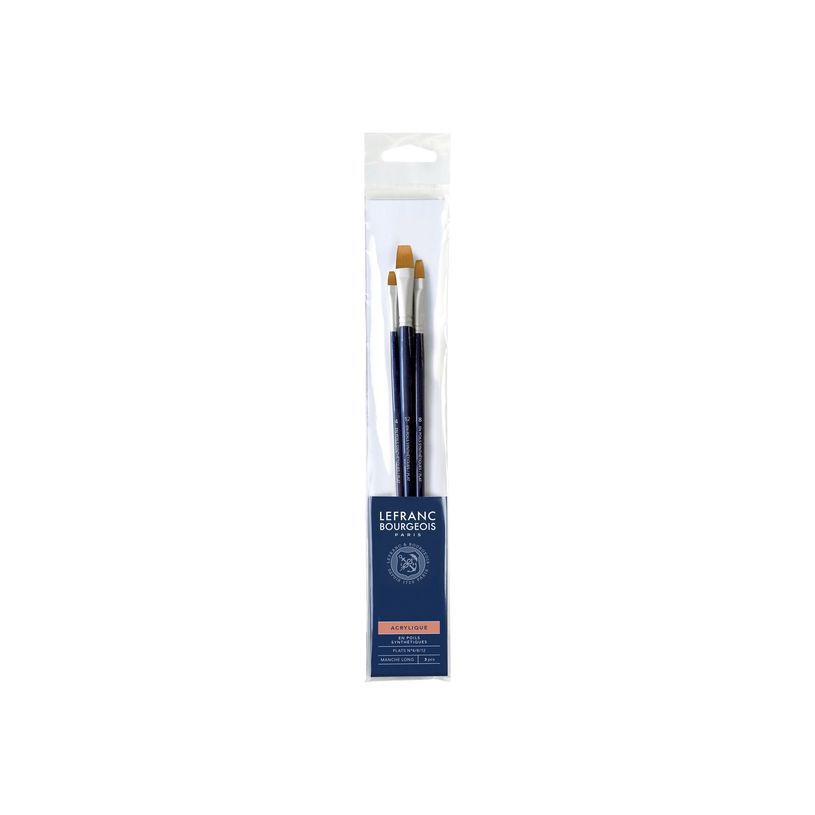 3013643002369-Lefranc Bourgeois - Pack de 3 pinceaux plats - manche long - N° 4, 8, 12-P_405111421_1-0