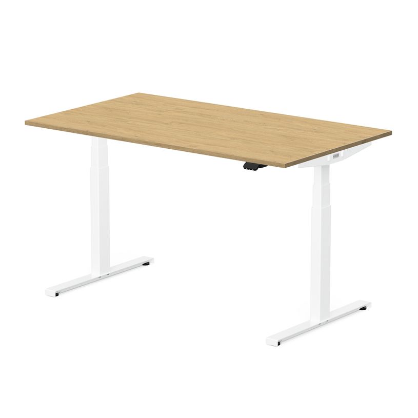 3760350281081-Bureau électrique UGO - L140x80cm - pieds blancs - plateau imitation chêne Stone-P_405113026_2-1