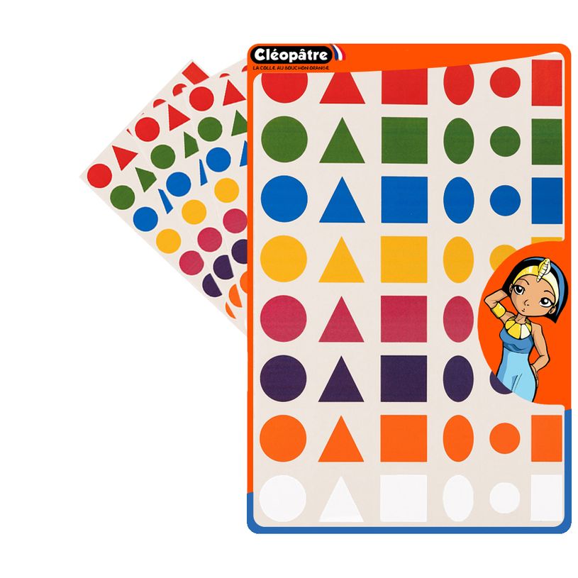 3700162300303-Cléopâtre - 192 gommettes géométriques - 8 couleurs - repositionnables-P_405113480_3-0