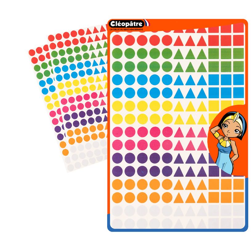 3700162301775-Cléopâtre - 528 gommettes géométriques - 8 couleurs - repositionnables-P_405113483_2-0