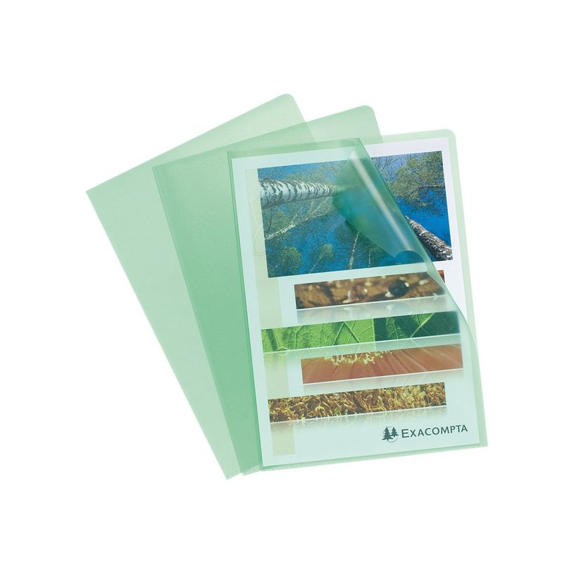 3130631561131-Exacompta - 10 Pochettes coin - A4 - 12/100 - vert transparent-P_405113667_1-0
