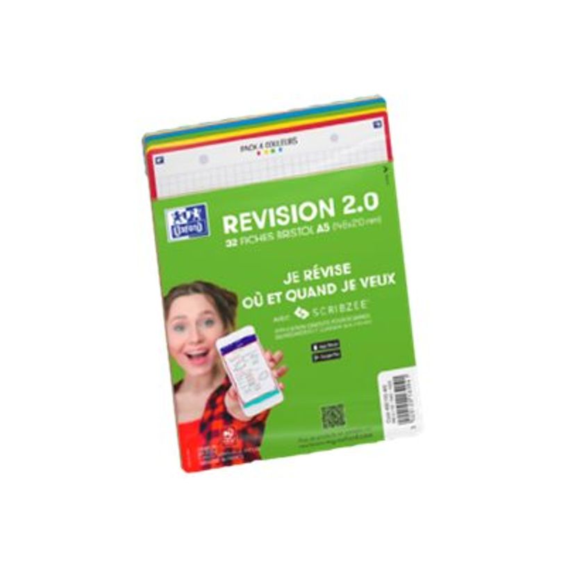 3020120169972-Oxford REVISION 2.0 - Pack de 32 Fiches Bristol Scribzee - 14,8 x 21 cm - petits carreaux -P_405113953_3-0