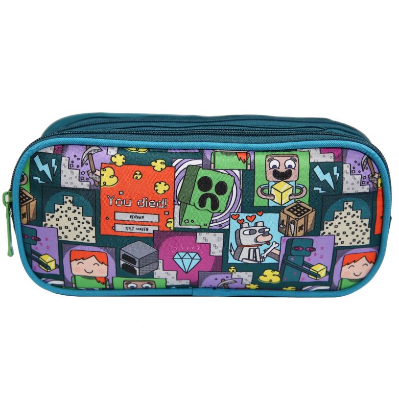3666311006444-Trousse rectangulaire Minecraft - 2 compartiments - vert - Bagtrotter-P_405114081_1-0