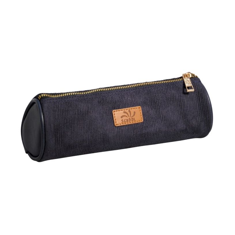 3173741246222-Trousse Velvet ronde velours - 1 compartiment - bleu marine - Carpentras-P_405114191_1-0