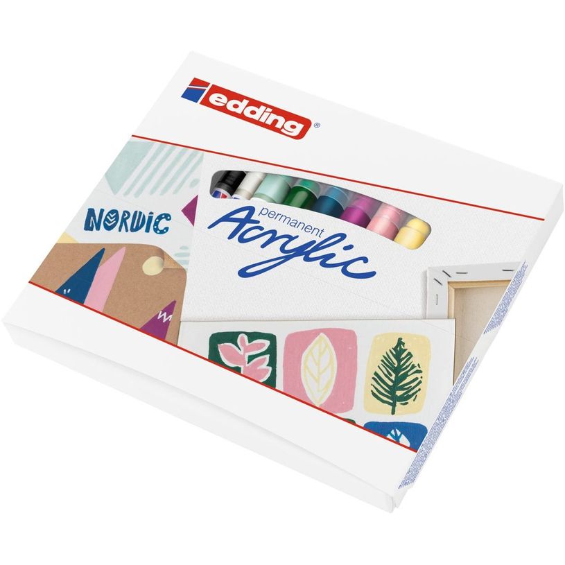 4057305031020-Edding Nordic - Pack de 8 marqueurs acryliques - noir, jaune pastel, rouge, vert mousse, b-P_405117148_7-2