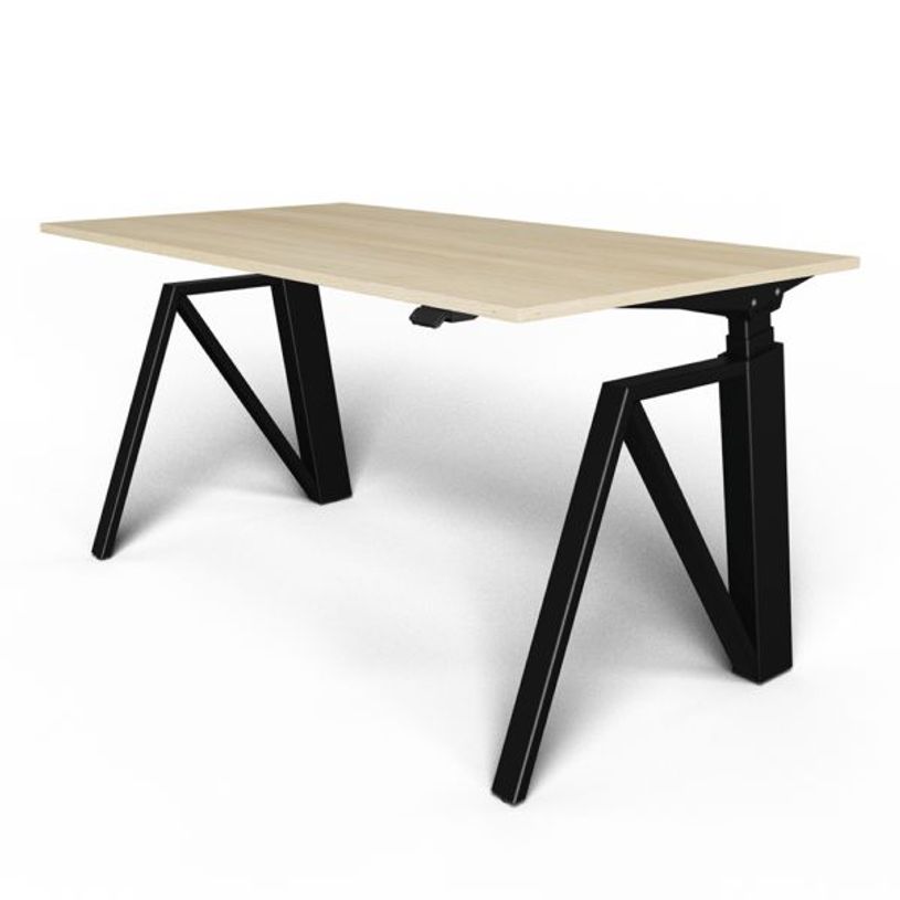 3760350280664-Bureau THEODORE  L160 - pieds noir - plateau imitation chêne-P_405119075_1-0