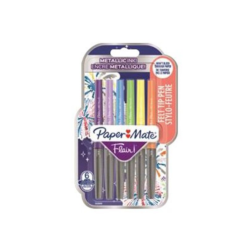 3026981373619-Paper Mate Flair Metallic - Pack de 6 feutres - couleurs assorties-P_405119681_1-0