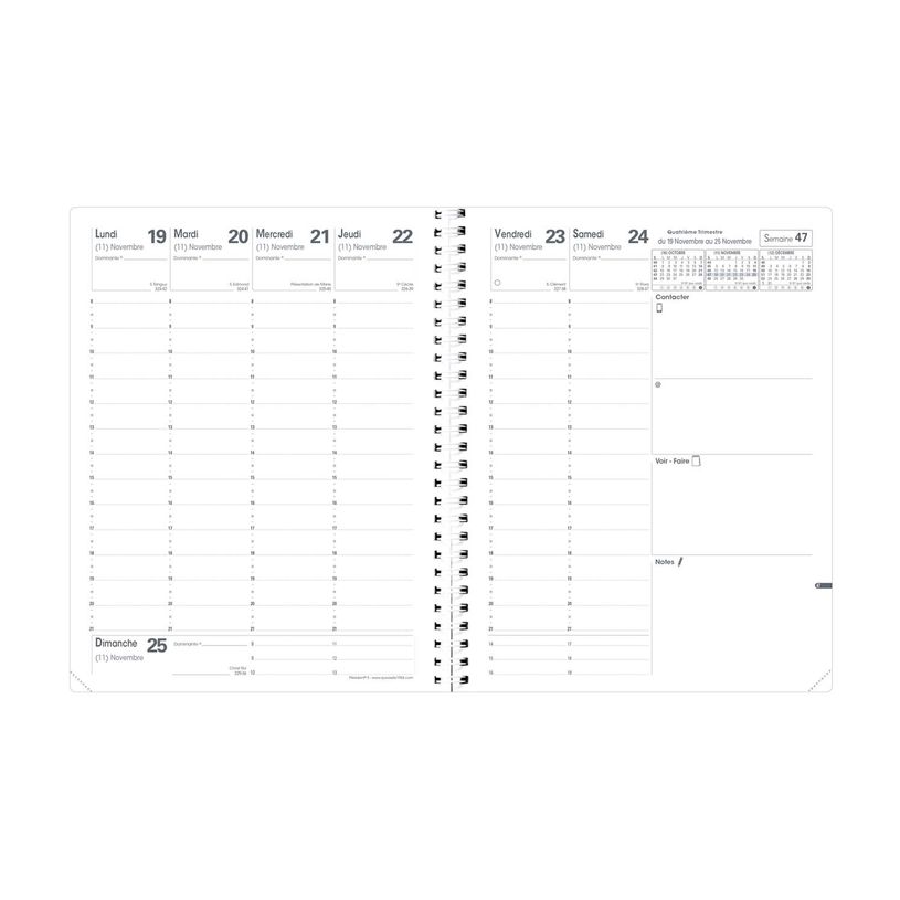 3371010475766-Agenda à spirale Club President avec répertoire - 1 semaine sur 2 pages - 21 x 27 cm - bleu marine - --1