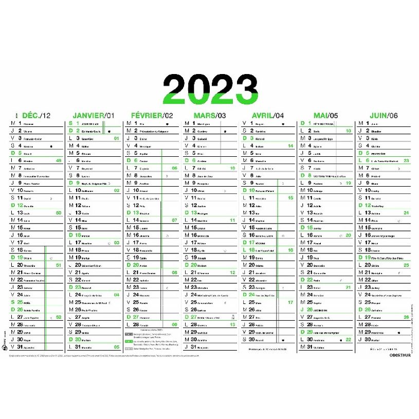 3664447125442-Oberthur Fluo - Calendrier 7 mois par face - 32 x 42 cm - vert-P_405120445_1-0