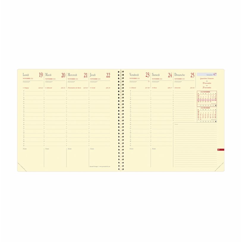 3371010488704-Agenda à spirale Soho Executif Prestige - 1 semaine sur 2 pages - 16 x 16 cm - beige - Qu-P_405120851_2-1