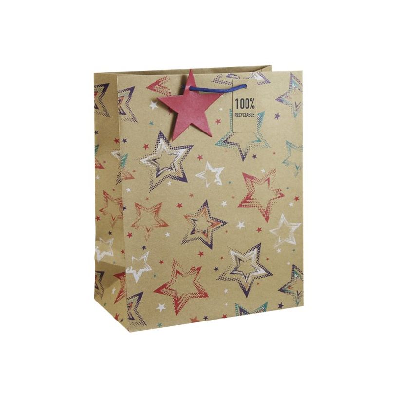 5033601002994-Clairefontaine - Sac cadeau kraft - étoiles multicolore - 26,5 cm x 14 cm x 33 cm-P_405124536_1-0