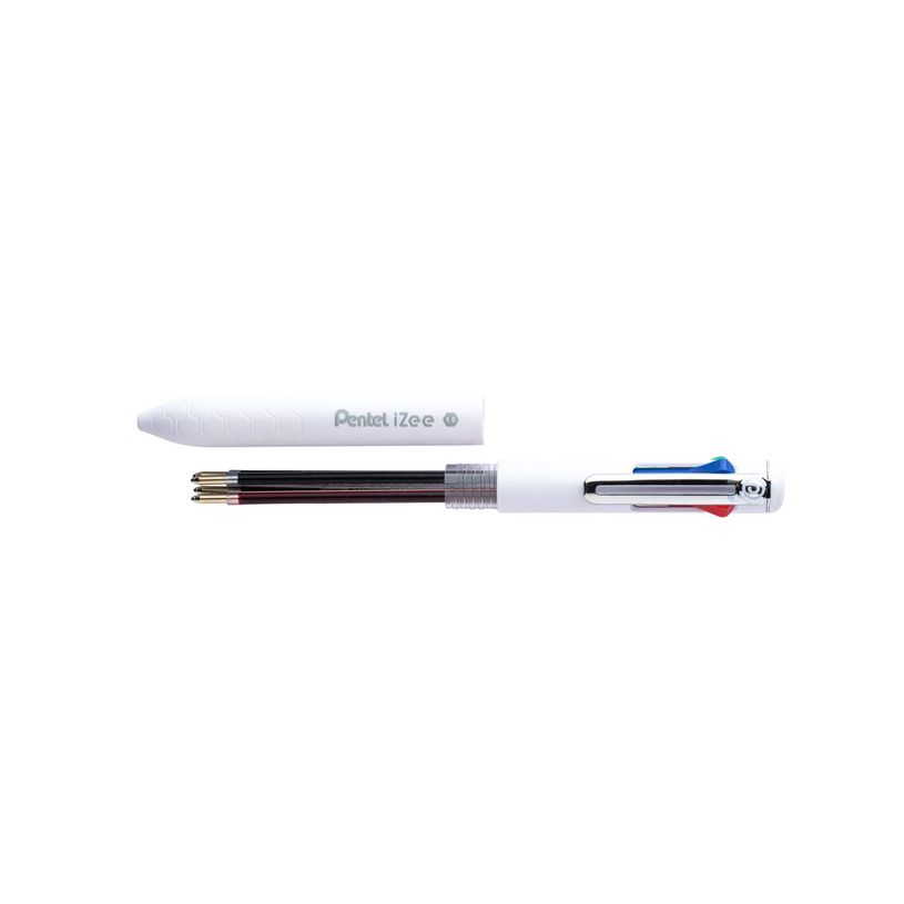 0884851059635-Pentel iZee - Stylo à bille 4 couleurs corps blanc - noir, rouge, bleu, vert - 0,7 mm-P_405127623_2-1