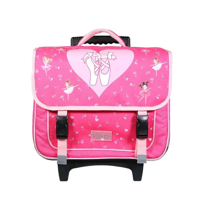 3666311010304-Cartable à roulettes Phileas Danseuses 38 cm - 2 compartiments - rose - Bagtrotter-P_405128959_1-0